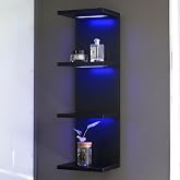 AskTag 4 Tier RGB Wall Shelf, Black | Gaming Shelf with Remonte Control, Lack Shelves with Light for Bedroom,Easy to Install Cosmetic &amp; Display Modern Shelf