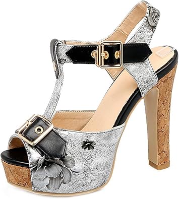 cork chunky heel sandals