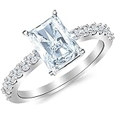 Houston Diamond District 1.1 to 7 Carat LAB GROWN DIAMOND Classic Prong Set Radiant Cut Diamond Engagement Ring (G-H Color VS1-VS2 Clarity)