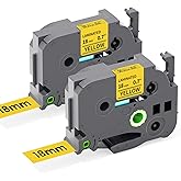 COLORTY 18mm 0.7 Laminated Tape Yellow Replacement for Brother TZe-641 Black on Yellow Compatible with Brother P-Touch Label Maker Refills PTD400 PTD600 PTD400AD PTP710BT, 3/4 Inch x 26.2 feet