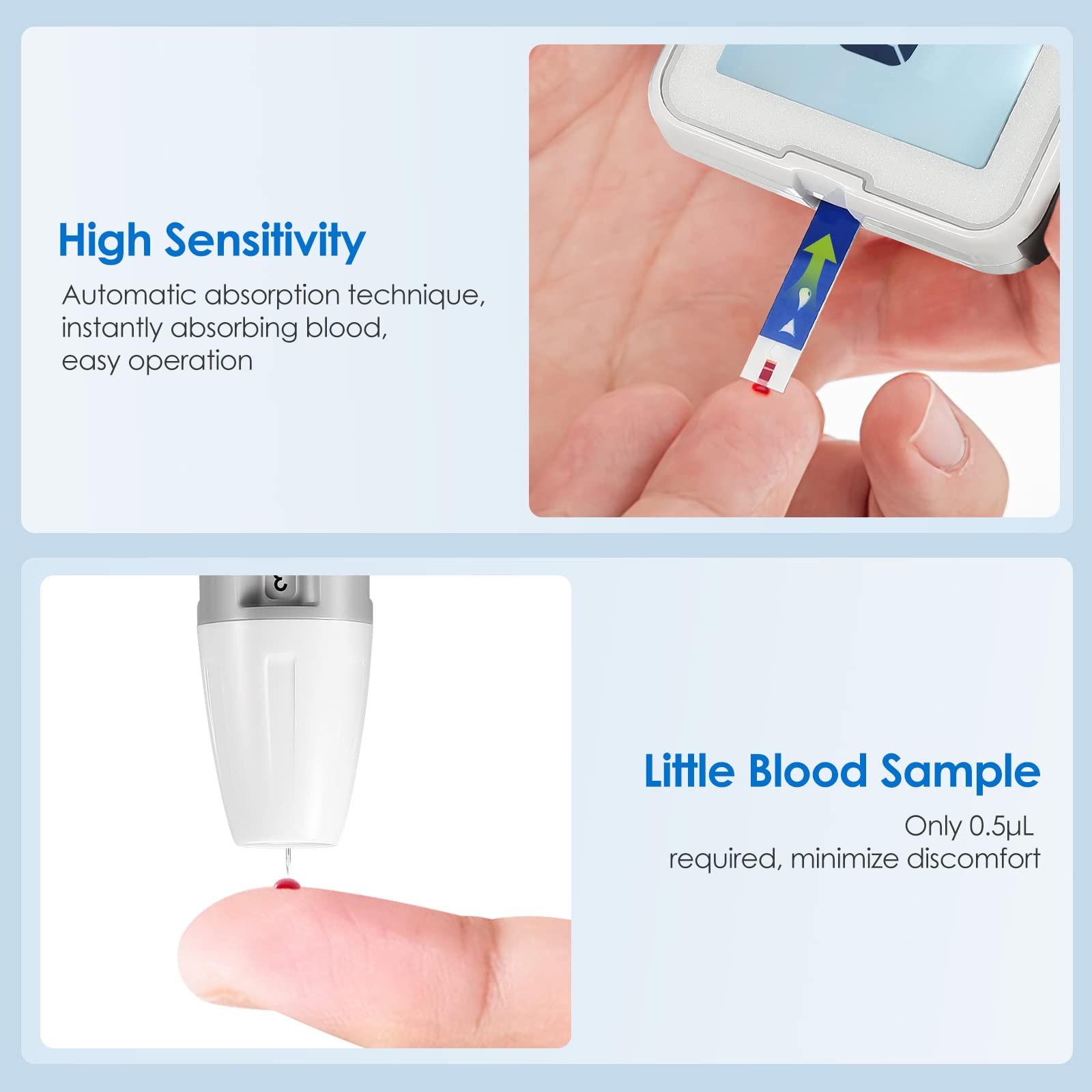Glucoracy Blood Glucose Test Strips G-425-2, 200 Blood Sugar Test Strips for Diabetes, 200 Lancets, Self Diabetes Blood Glucose Testing, Only Works with Glucoracy G-425-2 Meter
