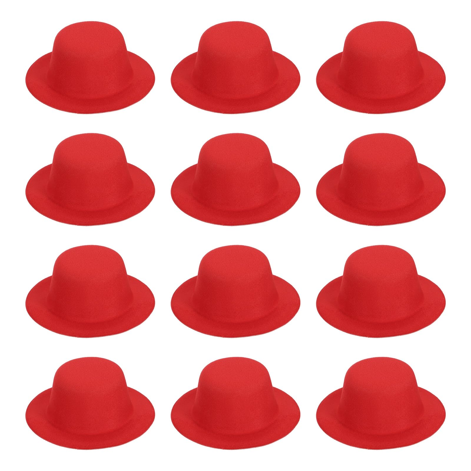 PATIKIL 5.3 Inch Mini Formal Hats, 12 Pcs Miniature Doll Hats Mini Top Hat for Crafts Hair Accessories Decorate Doll Snowman, Bright Red