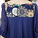 Vonfon Women Floral Print Loose Plus Size Back Pleated Chiffon Blouse Tops Blue, Small