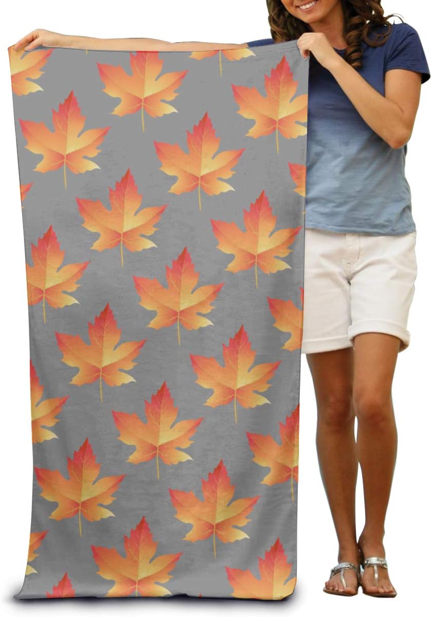 Aoccy Golden Maple Leaf Pattern Bath Towels Beach Towels