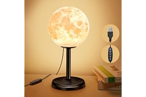 JIMIMORO Moon Lamp LED Night Light - Dimmable Bedside Lamps Small Modern Bedroom Lamp LED Desk Light with 25 Lighting Modes 3D Printed Realistic Moon Surface - Perfect for Girls Boys Kids Birthday