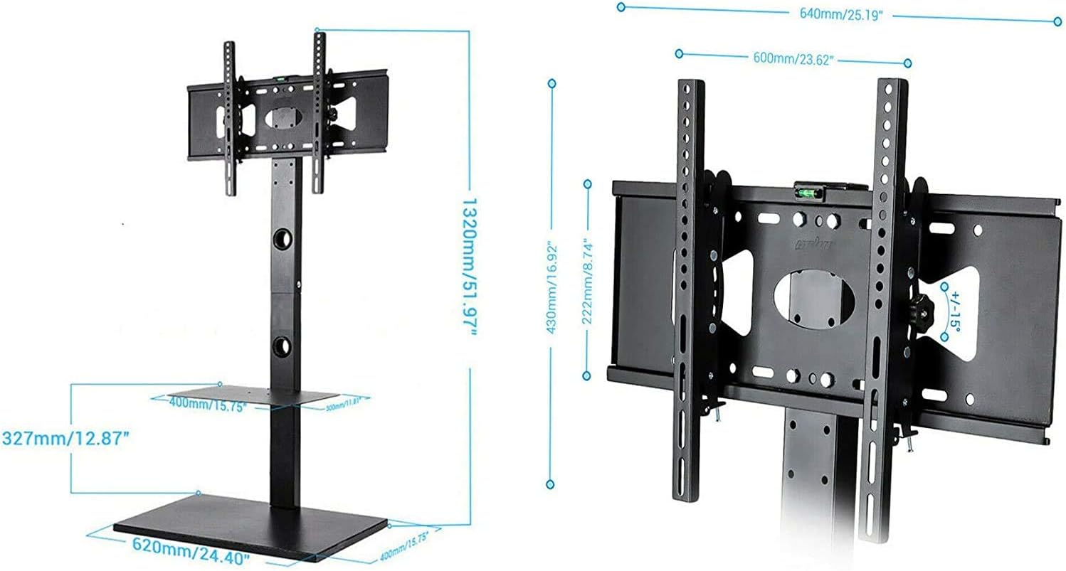 jxgzyy Floor TV Stand 6 Level Height Adjustable corner TV stand Cable