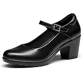 DREAM PAIRS Women's Chunky Low Block Heels Mary Jane Closed Toe Work Pumps Comfortable Round Toe Dress Wedding Shoes EDENIA