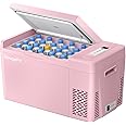 BougeRV Pink 23Quart Portable Refrigerator, 12 Volt Fridge 22L, Portable Freezer Compressor Cooler 12/24V DC 110~240 Volt AC for Truck Van RV Camper -7℉~50℉