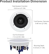 Herdio 5.25 Inch 300 Watts Round Bluetooth Ceiling Speakers Flush Mount 2 Way view 6