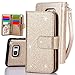 Galaxy Note 5 Case, TabPow 10 Card Slot - [ID Slot] Wallet Folio PU Leather Case Cover with Detachable Magnetic Hard Case for Samsung Galaxy Note 5 - Glitter Gold