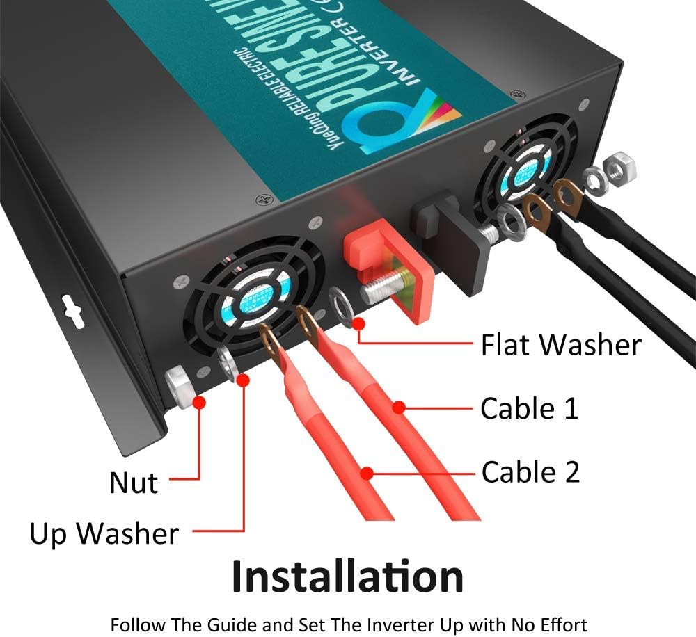 WZRELB 3000watt Pure Sine Wave Inverter 12V DC to 120V AC 60HZ with LED Display Car Inverter Generator (RBP300012B1): Electronics