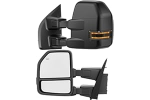WHALEMOTOR Smoked Power Heated Tow Mirrors Compatible with 2015 2016 2017 2018 2019 2020 Ford F150 F-150, Extended Trailer Towing Side Mirrors w/LED Turn Signal & Ambient Temp Sensor(for 2019+)