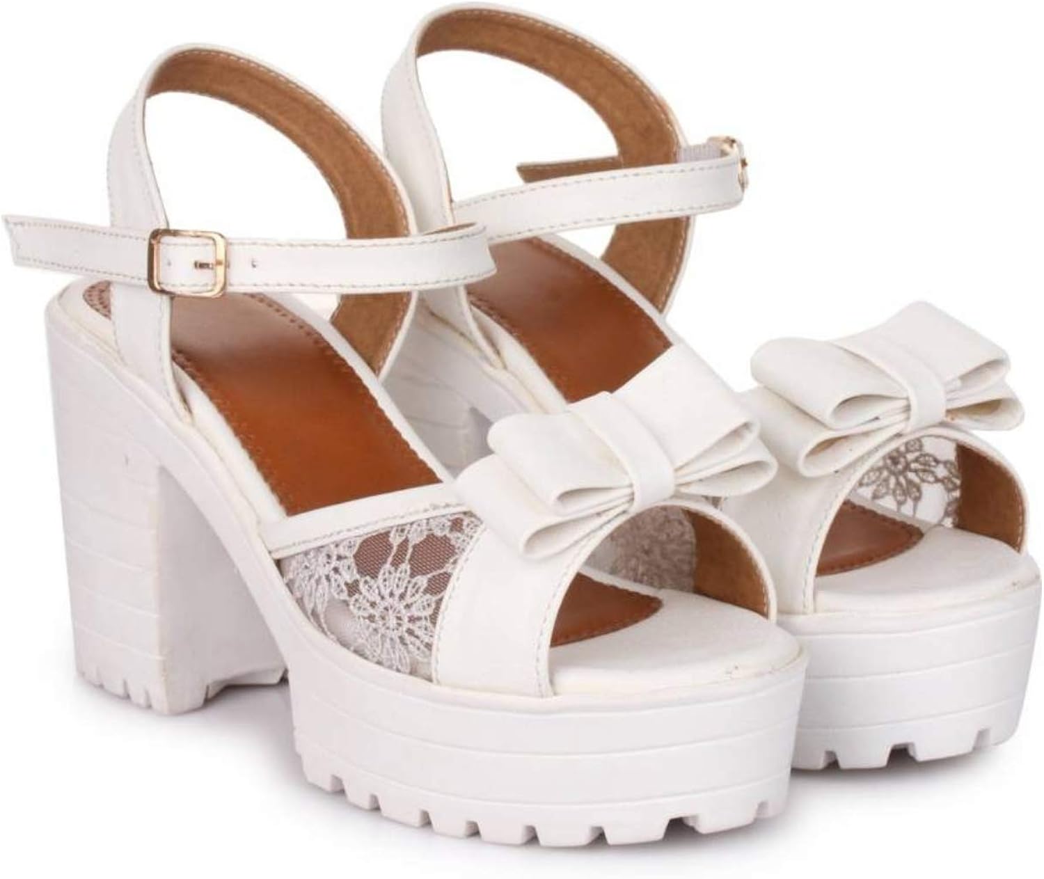 amazon white block heels
