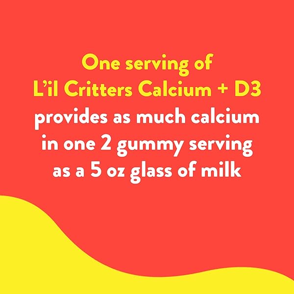 L’IL CRITTERS CALCIUM + D3 DAILY GUMMY SUPPLEMENT FOR KIDS, FOR BONE SUPPORT, ORANGE, STRAWBERRY AND CHERRY FLAVORS, 150 GUMMIES
