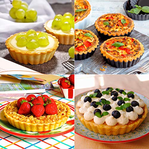 Meichu Mini Tart Pan with Removable Bottom, Nonstick Quiche Pan, 4 Inch Quiche Pan Set of 6 (4 Inch) - Thumbnail 6