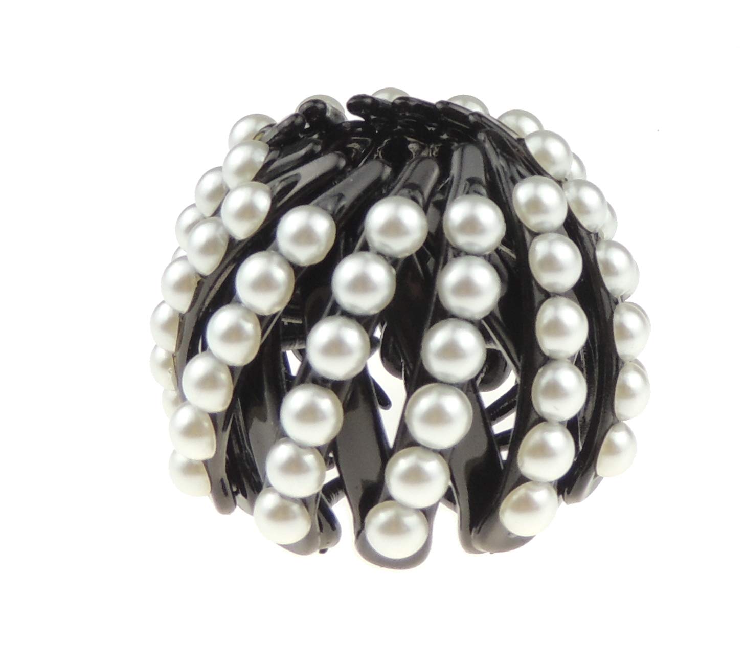 Womens Bridal Wedding Party Christmas Styling Hair Accessories Pins Bun Expandable Holder Pony Tail Chignon Brooch Hairpin Chopsticks Stick Vintage Look Diamante Crystal (Faux Pearl Black, Small)