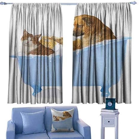 Amazon Com Paradisedecor Cat Kitchen Curtains Dog And Kitty In