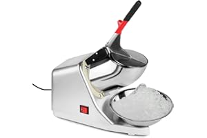 Electric Ice Crusher,110V Electric Ice Shaver Machine with Dual Blades,Bowl and Cover 300W Electric Snow Cone Maker(176lbs/80