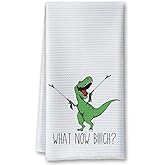 Funny Joked Themed Kitchen Dishcloth Gifts for Hostess Mom Women Housewarming, Funny Dinosaur Hand Towels for Best Friend Bestie, Funny Sarcastic Adult Kitchen Towels Dish Towel Dishcloth 16x24