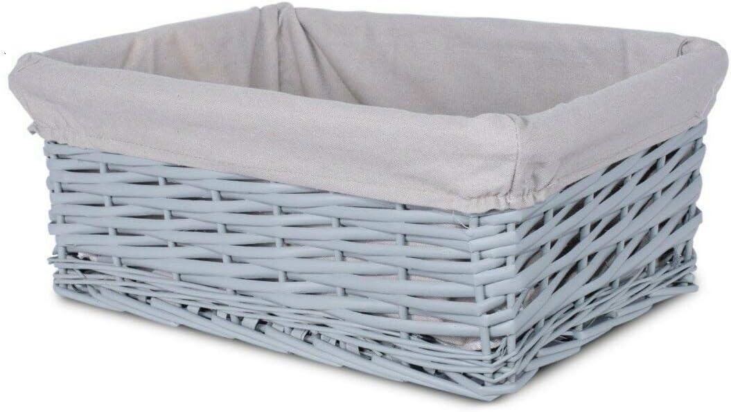 Grey Painted Three Sizes Available Wicker Storage Basket Shelf Organization Gift Hamper