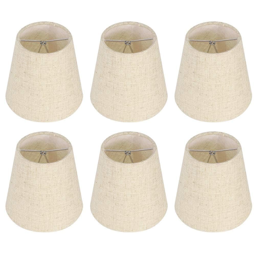 6 Pieces Small Lampshades, Linen Fabric Shades, Fabric Shades, Replacement Wall Lamp Covers for Table Lamp, Easy Installation, Lampshade for E14 Bulb Beige