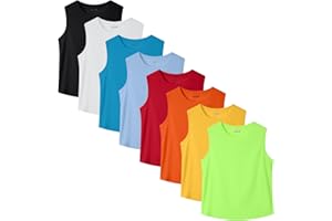 Weymuic 8 Pack Boys Mesh Athletic Quick Dry Tank Tops Kids Sleeveless Tee Shirts Moisture Wicking Tank Top