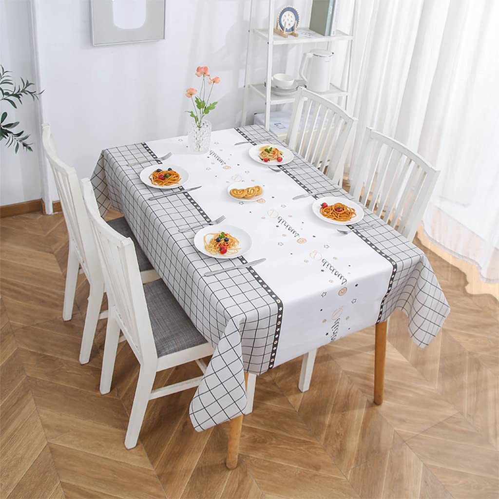 137*180cm Grey Checkered PVC TableCloth Plaid Wipeable Tablecloth Rectangular ,Plastic Wipe Clean Tablecloth Stain Resistant,Waterproof,Oil-proof Gingham Table Cover for Outdoor Picnic,Party,Dinner — image 1