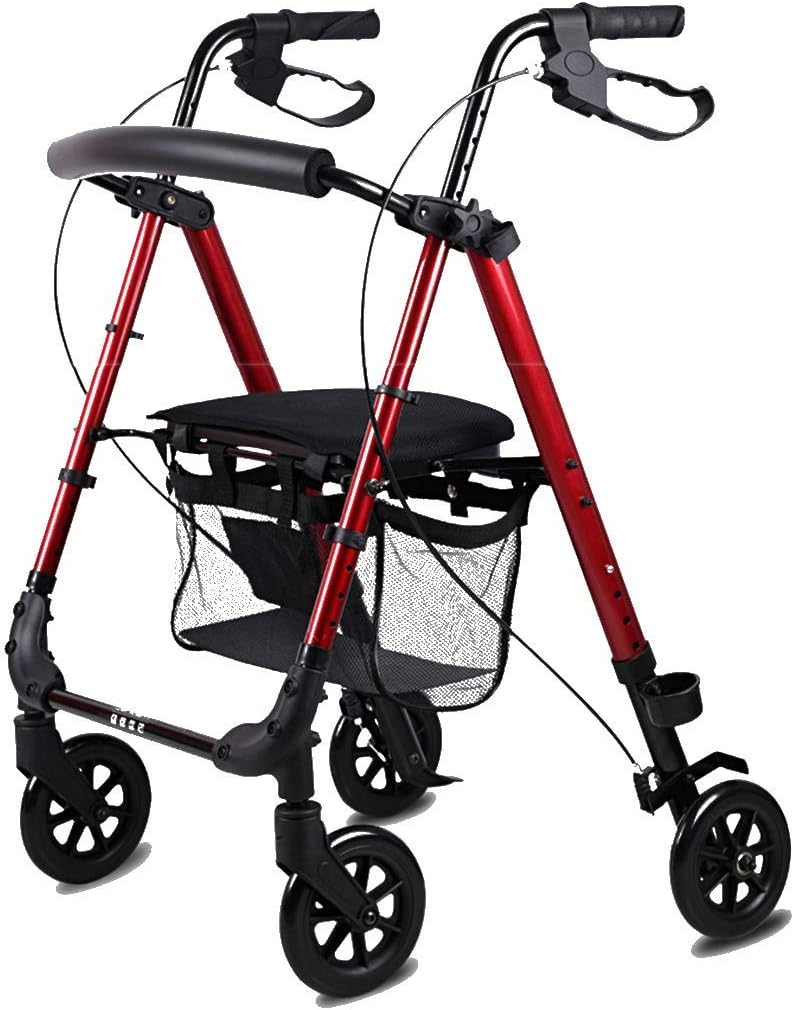 Aluminum Folding Rollator Walking Aid, Roller Walker, Elderly Shopping