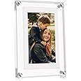 7 Inch Digital Picture Frame, Acrylic Video Frame, Photo Frame with Built-in 1GB Memory and 1500 mAh Battery, Gifts for Mom&Dad