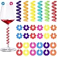 Jolbndcv 30 Pcs Silicone Drink Markers Wine Glass Charms Markers Drink Markers for Champagne Flutes Cocktails Martinis Wine Glass 3 Shape