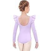 Arshiner Ruffle Long Sleeve Leotard for Girls Ballet Leotards Low Back Gymnastic Dance Outfits for Toddler