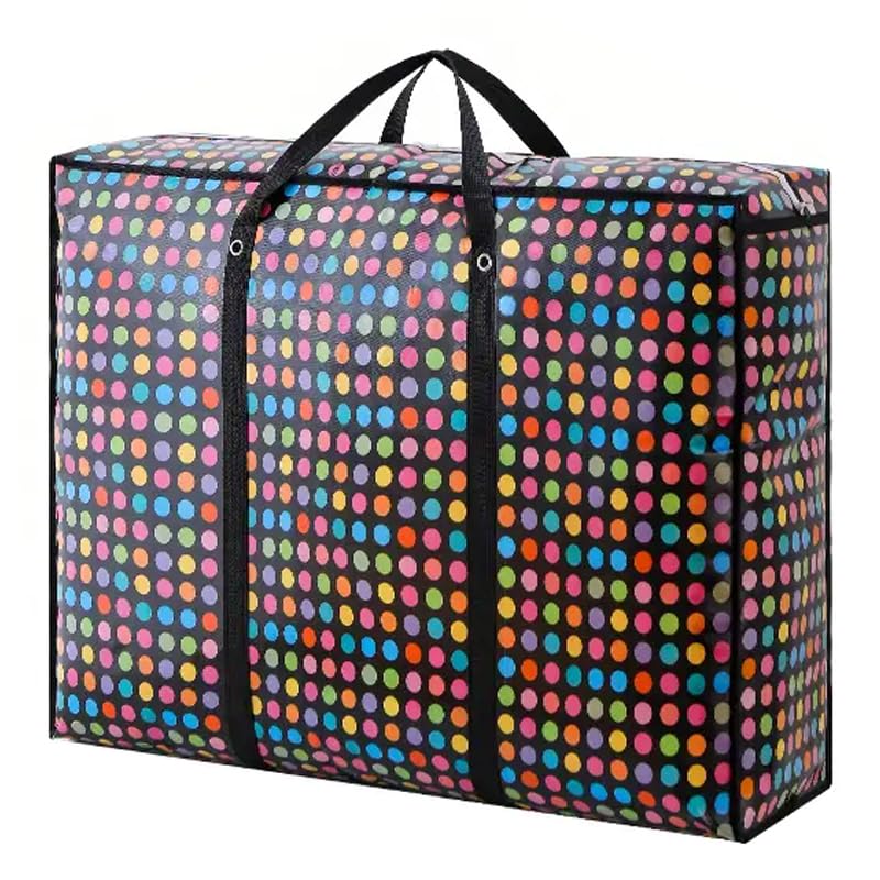 Prime DIY Premium Reusable Shopping Bag, Eco-Friendly Bag for Stylish and Sustainable Retail Therapy, Laundry, Reusable Store, Cloth, Waterproof, Handles and Zipper Bags(black with coloured dots)