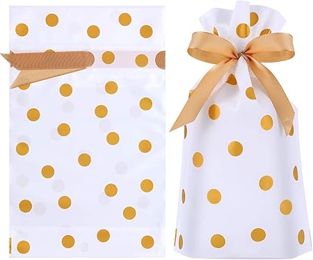 Amazon ラッピング袋 300枚セット ギフトバッグ リボン付 テープ付 小分け袋 プレゼント ラッピング 大 小さめ 誕生日 お祝い パーティー 子供の日 クリスマス 新年 お返し ギフトバッグ 袋 Generic