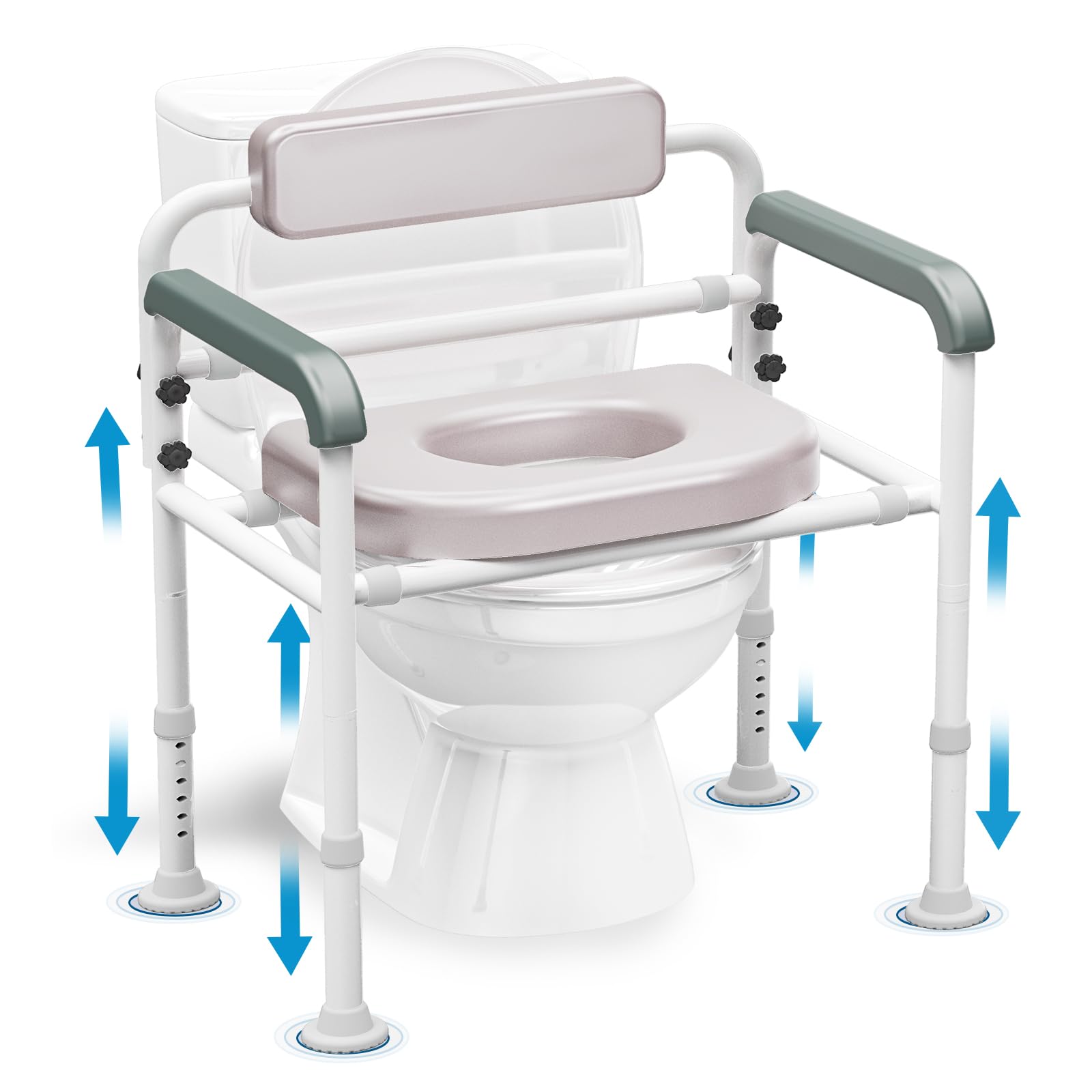 Photo 1 of Extra-Wide 3-in-1 Adjustable Toilet Seat Riser with Premium Padded Seat & Support Rails – Ultra-Stable Elevated Commode and Shower Chair for Seniors & Elderly – Heavy-Duty 350lb Safety Frame