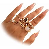 Stringex Chunky Gold Rings for Women Vintage Bohemian Ring Set Trendy Gold Statement Rings Cute Stackable Ring Pack Simple Everyday Jewelry Accessories