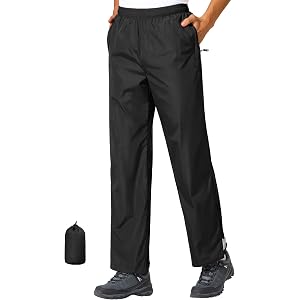 UIQUR Mens Waterproof Rain Pants Hiking Pants | Reflective Pant Cuffs Lightweight Packable Outdoor Pants for Hiking, Fishing