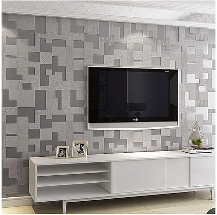 Yjz Modern Simple Non Woven Fabric Wallpaper Roll Minimalism Grid Pattern Home Decor Concise 3d Style Wall Paper Gray 25pcs Amazon Co Uk Kitchen Home