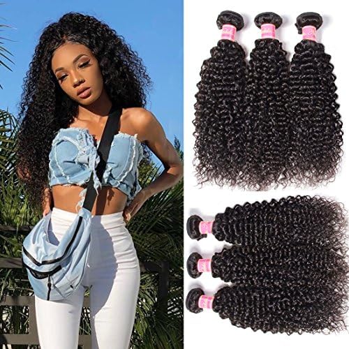 Nadula 8A Brazilian Virgin Curly Hair Pack of 3 Bundles Natural Color Virgin Human Hair Extensions 14 16 18inch