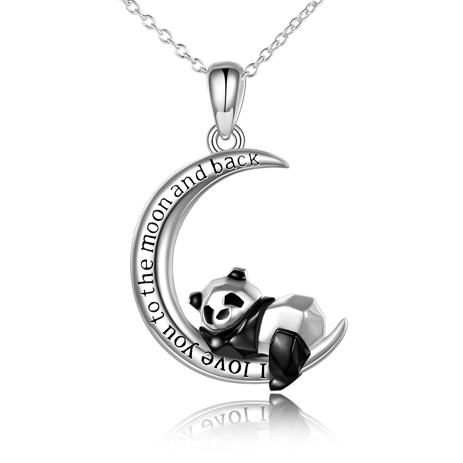 YAFEINI Panda Necklace Sterling Silver Origami Cute Panda I Love You To The Moon And Back Pendant Necklace for Women Jewelry — image 1