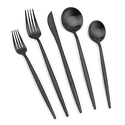 Matte Black Silverware Set, Vanys 30 Piece
