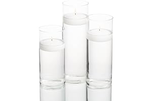 Eastland Set of 3 Cylinder Vases and 3 White Richland Floating Candles 3"