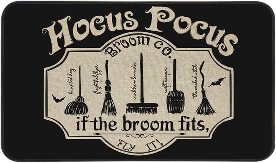 Flags - Halloween Welcome Door Mat 17 x 29 Inch, Hocus Pocus Decorative Doormat Non-Slip and Washable Seasonal Rugs for Indoor Outdoor DM026