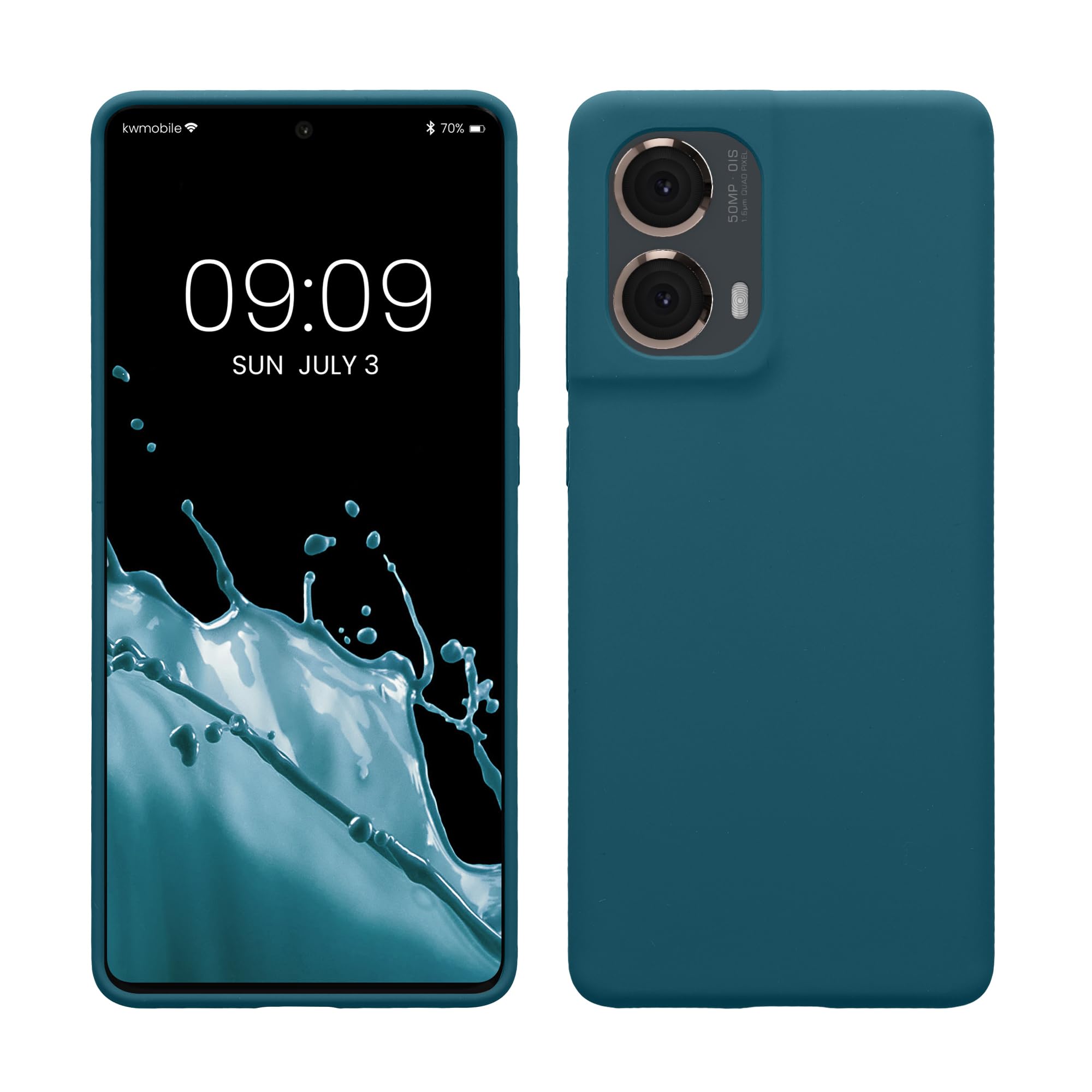 kwmobile Case for Motorola Moto G85 5G Case - Soft Cover - Shockproof Silicone - Wireless Charging Teal Matte