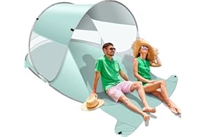 PLAYIEER Large Automatic Instant Pop Up Beach Tent, UPF 50+ Portable Sun Shelter Anti UV Beach Umbrella Baby Tent with Carrying Bag Fit for 2 Person