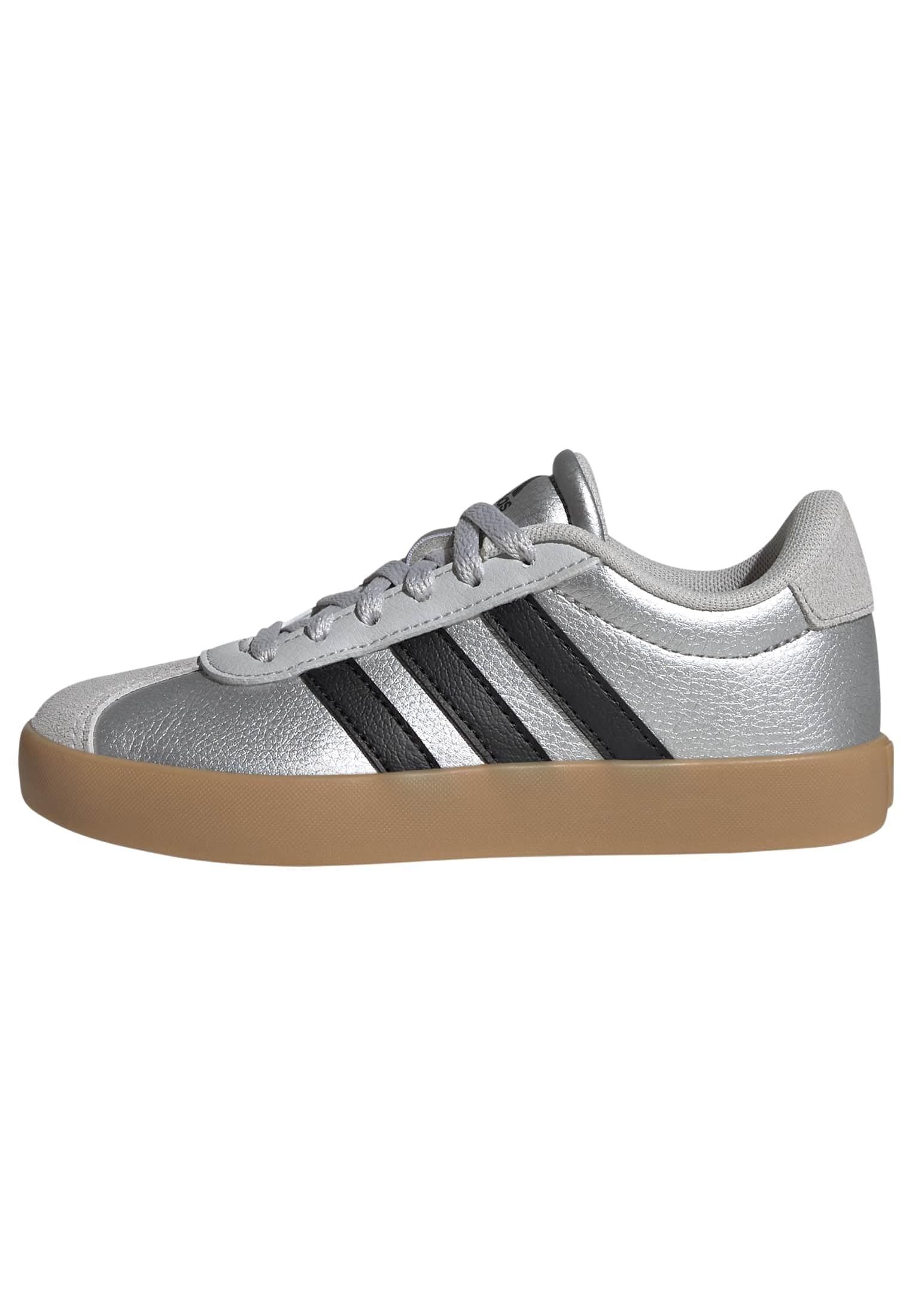 adidas Unisex-Kids VL Court 3.0, Silver Metallic/Black/Solid Grey, 13.5 Image