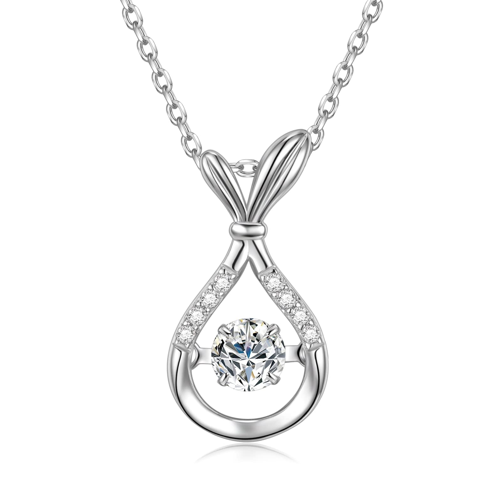 Atlylk 1CT Moissanite Pendant Necklaces Sterling Silver Heart Beat Necklaces for Women with 2'' Extender