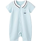 pureborn Baby Boys Girls Nautical Romper One-Piece Beach Outfit Summer Clothes 0-24 Months