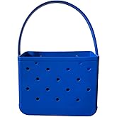 Lopqix Small Rubber Beach Tote Bag, Open Top Portable Outdoor Travel Bag for Beach Picnic Pool Outings