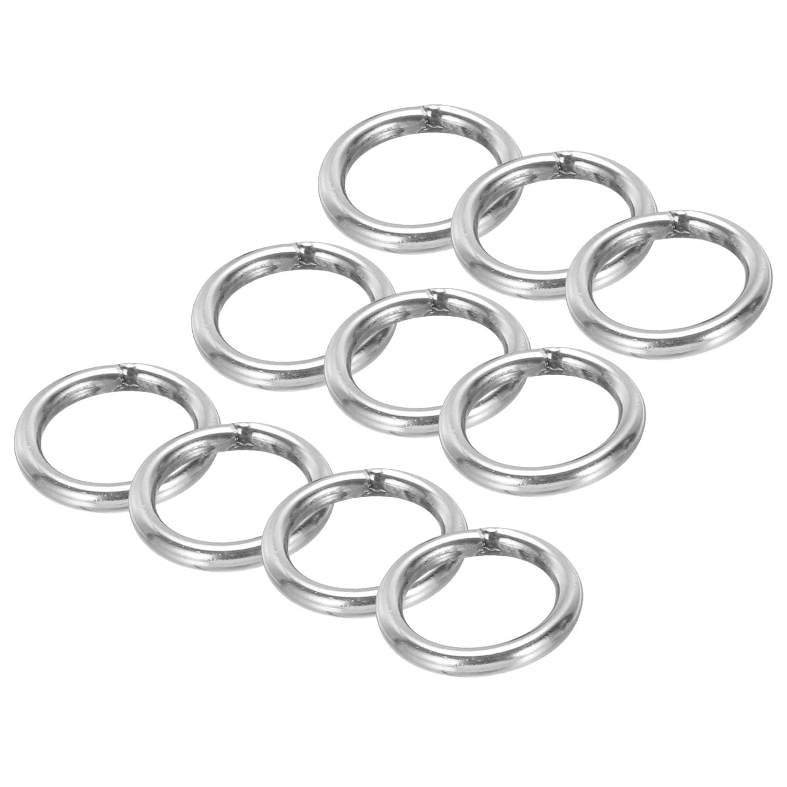 PATIKIL 1.4" Metal O Rings, 10 Pcs 304 Stainless Steel O-Ring Heavy Smooth Round Rings for Macrame, DIY Craft, Hardware, Keychain, Belt, Dog Leash, 4mmx35mm