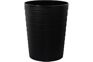UUJOLY Small Bathroom Trash Can Wastebasket, Plastic Garbage Bin Container Basket for Bathrooms, Laundry Room, Kitchens, Offices, Kids Rooms, Dorms, Black, 1.8 Gallon